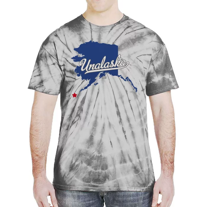 Unalaska Alaska Ak Map Tie-Dye T-Shirt