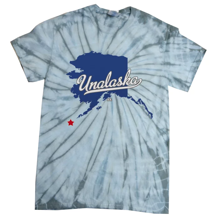 Unalaska Alaska Ak Map Tie-Dye T-Shirt