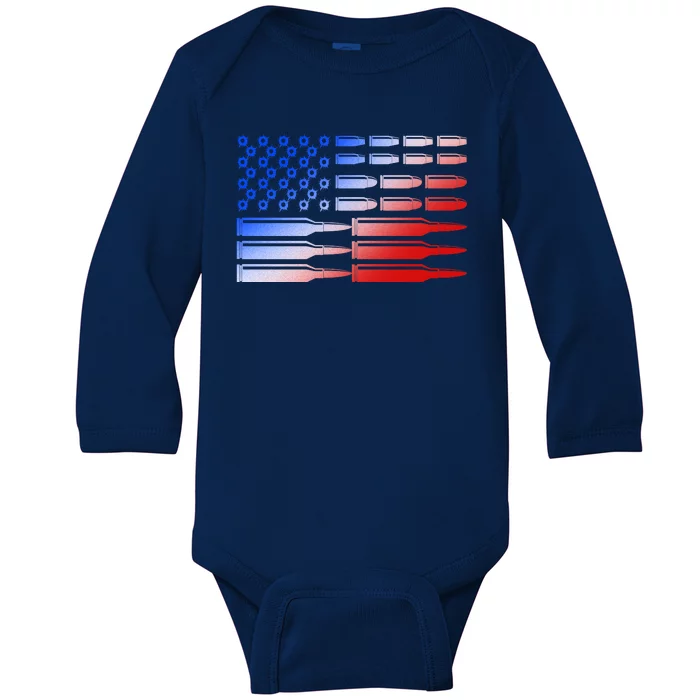 USA American Bullet Flag Baby Long Sleeve Bodysuit