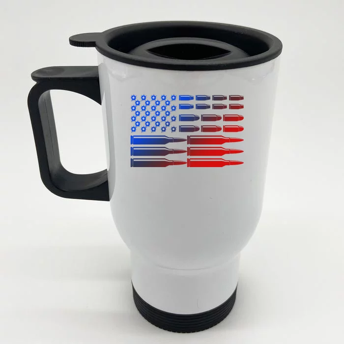 USA American Bullet Flag Front & Back Stainless Steel Travel Mug