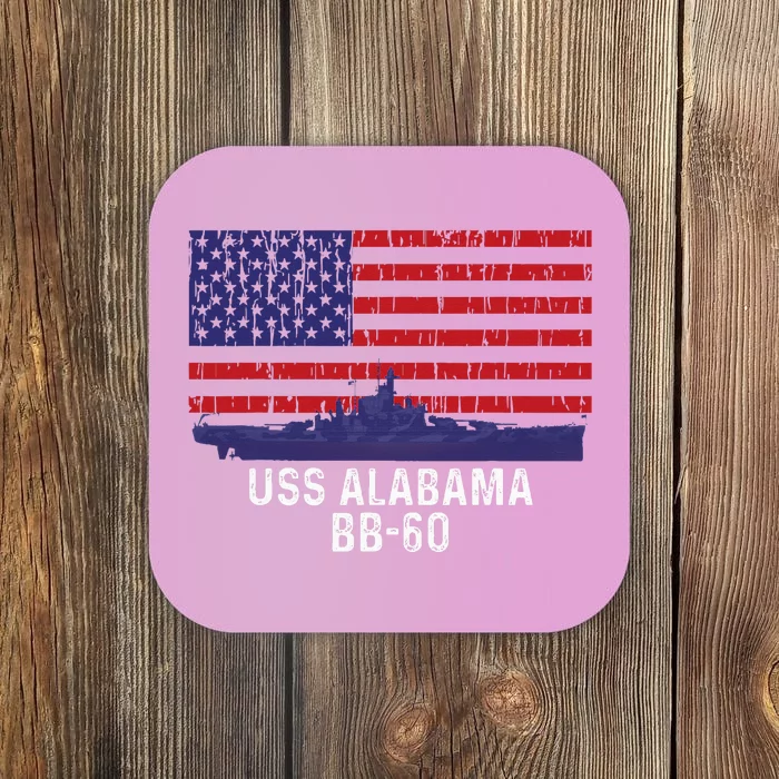 Uss Alabama Bb 60 Battleship Vintage American Flag Coaster