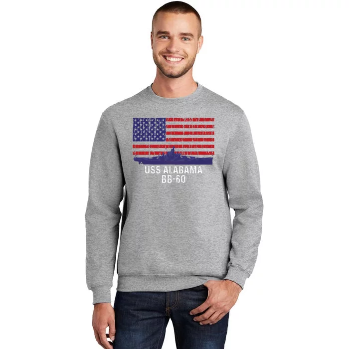 Uss Alabama Bb 60 Battleship Vintage American Flag Sweatshirt