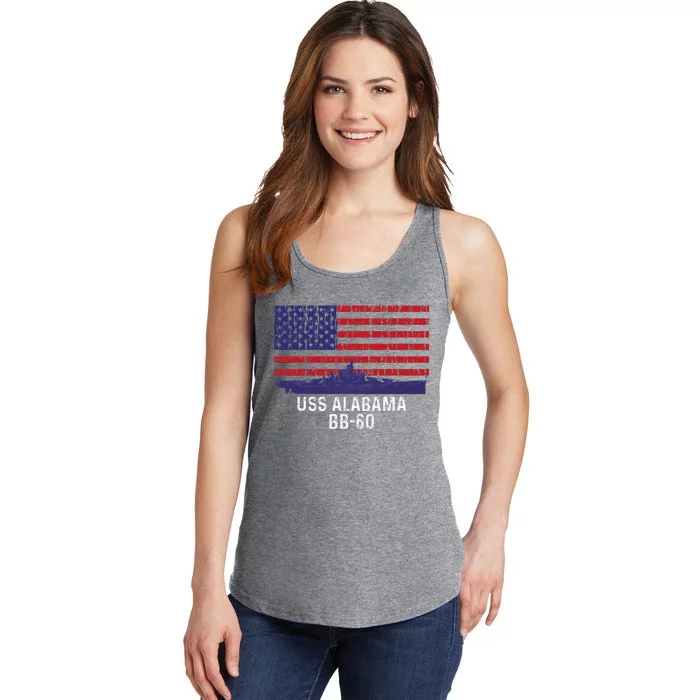 Uss Alabama Bb 60 Battleship Vintage American Flag Ladies Essential Tank