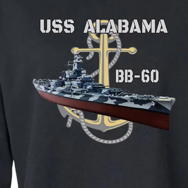 Uss Alabama Bb60 Battleship Ww2 American Warship Veterans Cropped Pullover Crew