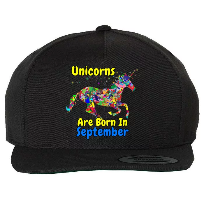 Unicorns Are Born In September Gift Wool Snapback Cap