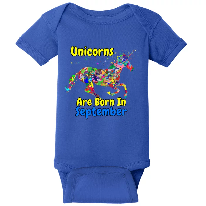 Unicorns Are Born In September Gift Baby Bodysuit