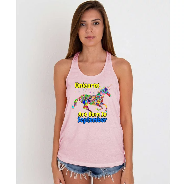 Unicorns Are Born In September Gift Women's Knotted Racerback Tank