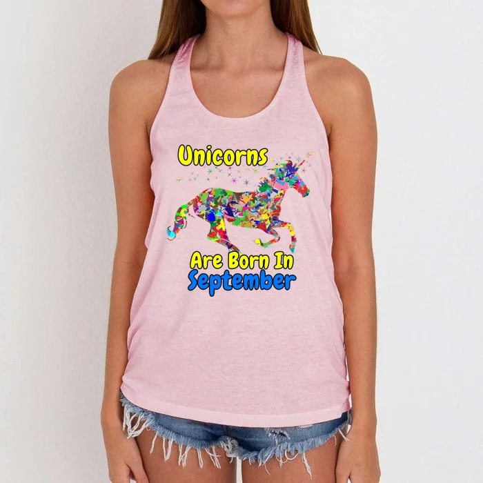 Unicorns Are Born In September Gift Women's Knotted Racerback Tank