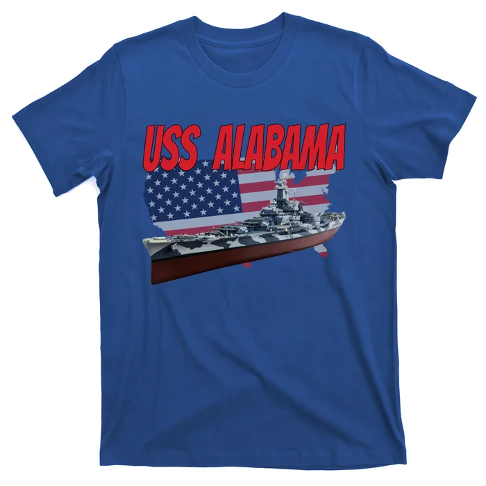 Uss Alabama Bbgift60 Ww2 And Cold War Veteran Battleship Boy Dad Gift T-Shirt