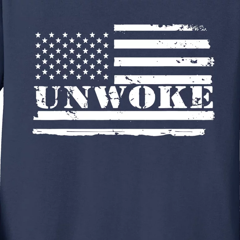 Unwoke Awake But Not Woke Kids Long Sleeve Shirt