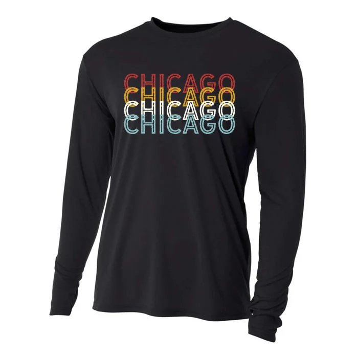 Us American City 70S Retro Usa Vintage Chicago Cooling Performance Long Sleeve Crew