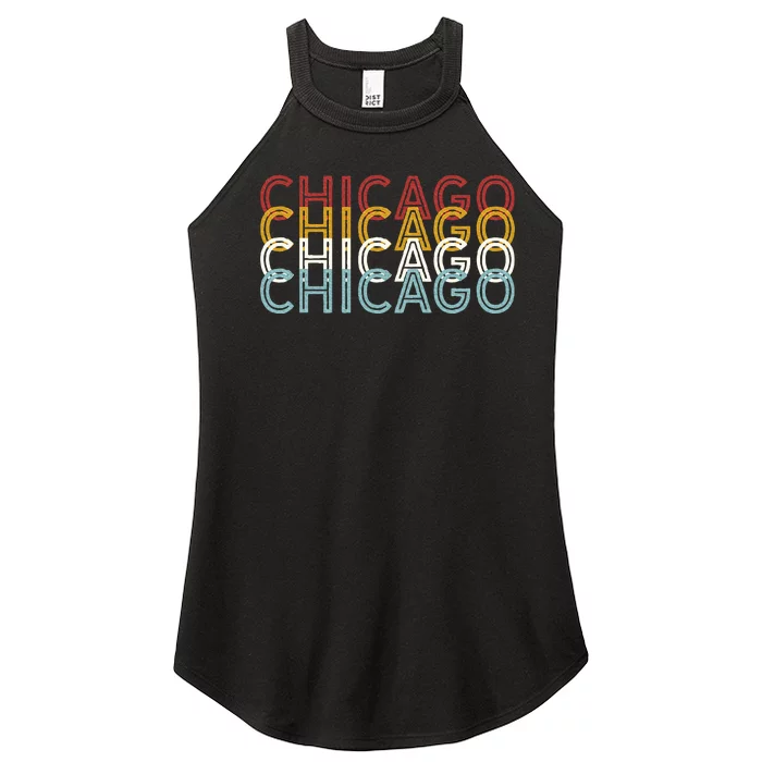 Us American City 70S Retro Usa Vintage Chicago Women’s Perfect Tri Rocker Tank