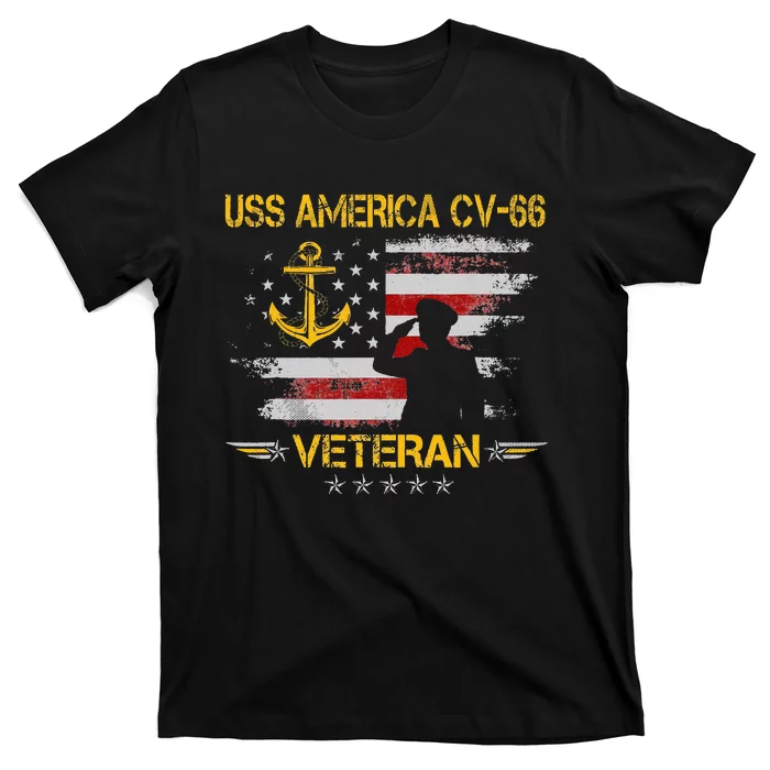 USS America CV 66 Aircraft Carrier Veteran Flag Veterans Day T-Shirt