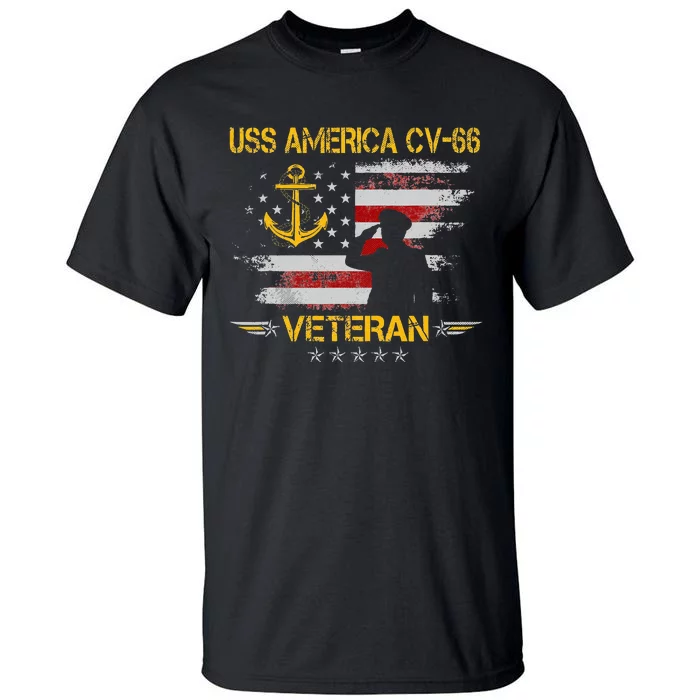 USS America CV 66 Aircraft Carrier Veteran Flag Veterans Day Tall T-Shirt