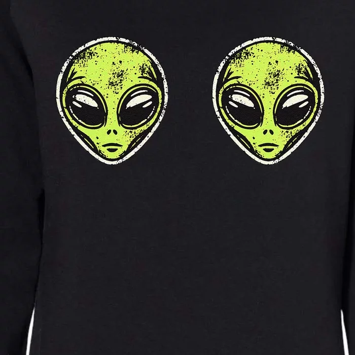 Ufo Alien Costume Women Funny Alien Head Bra Halloween Womens California Wash Sweatshirt