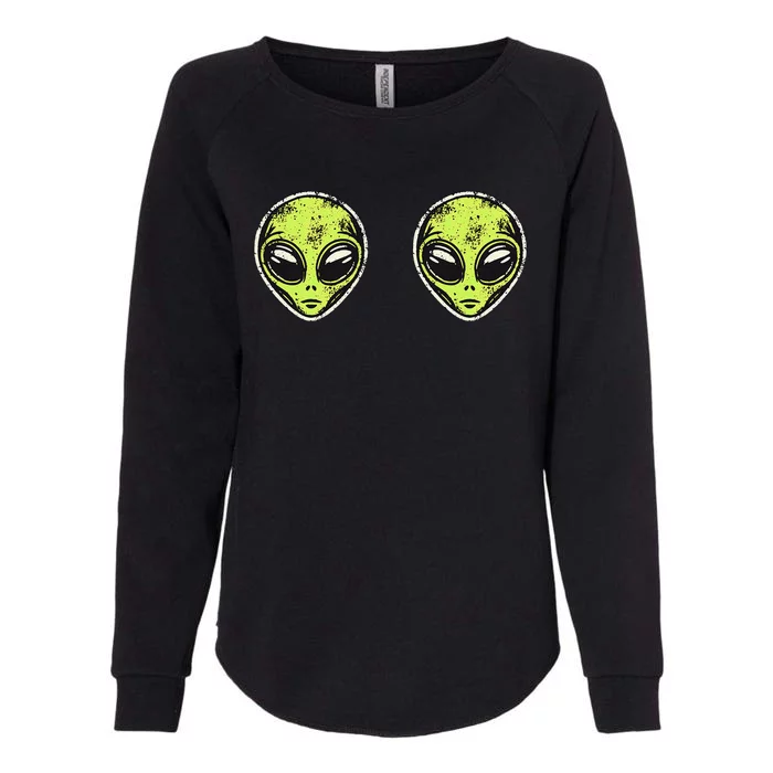 Ufo Alien Costume Women Funny Alien Head Bra Halloween Womens California Wash Sweatshirt