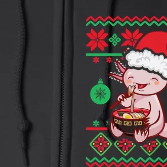 Ugly Anime Christmas Sweater Kawaii Axolotl Eating Ra Full Zip Hoodie