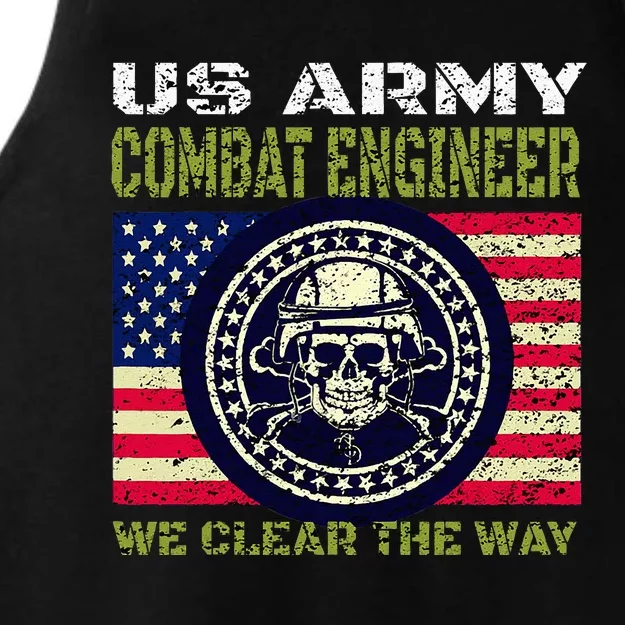 US Army Combat Engineer US Flag Patriotic Military Ladies Tri-Blend Wicking Tank