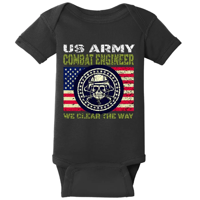 US Army Combat Engineer US Flag Patriotic Military Baby Bodysuit