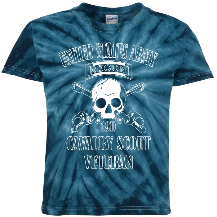 U.S. Army Cavalry Scout Veteran (Back Design) Kids Tie-Dye T-Shirt