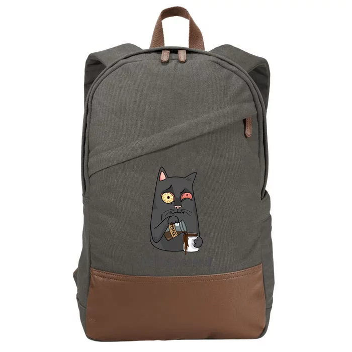 Unimpressed Angry Cat Cotton Canvas Backpack