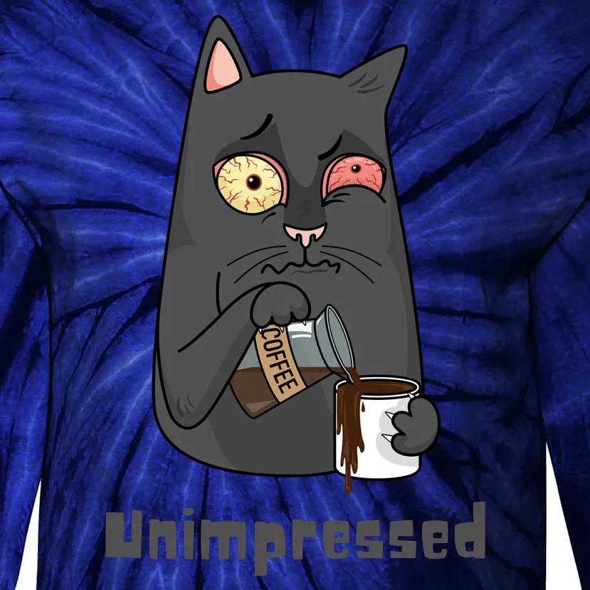 Unimpressed Angry Cat Tie-Dye Long Sleeve Shirt