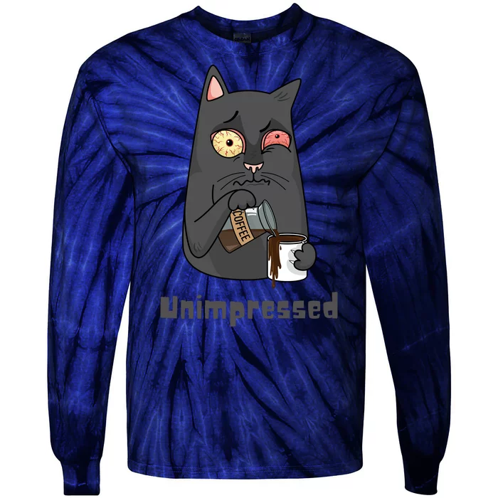 Unimpressed Angry Cat Tie-Dye Long Sleeve Shirt