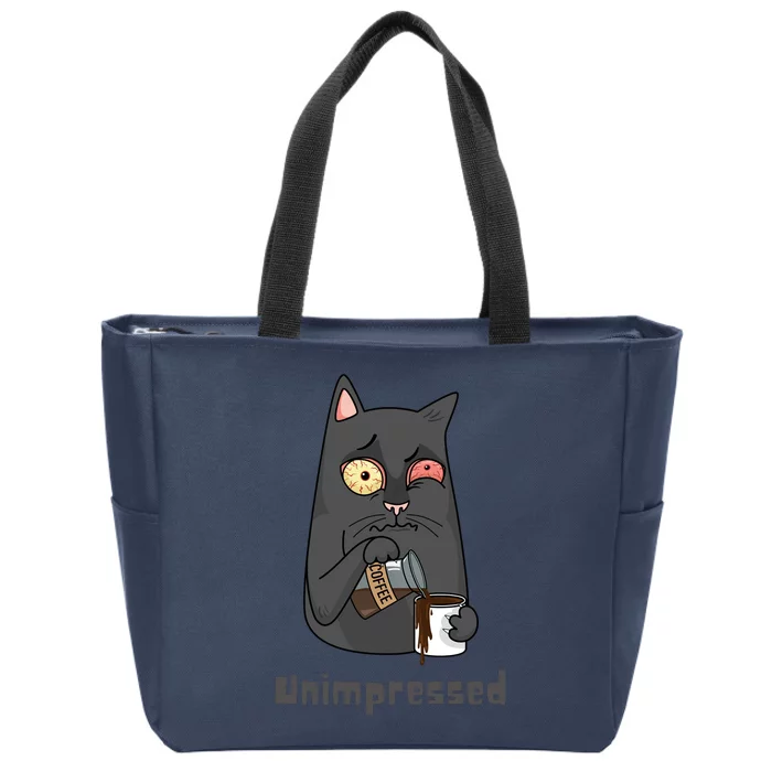 Unimpressed Angry Cat Zip Tote Bag