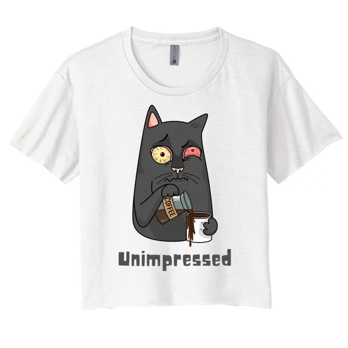 Unimpressed Angry Cat Women's Crop Top Tee