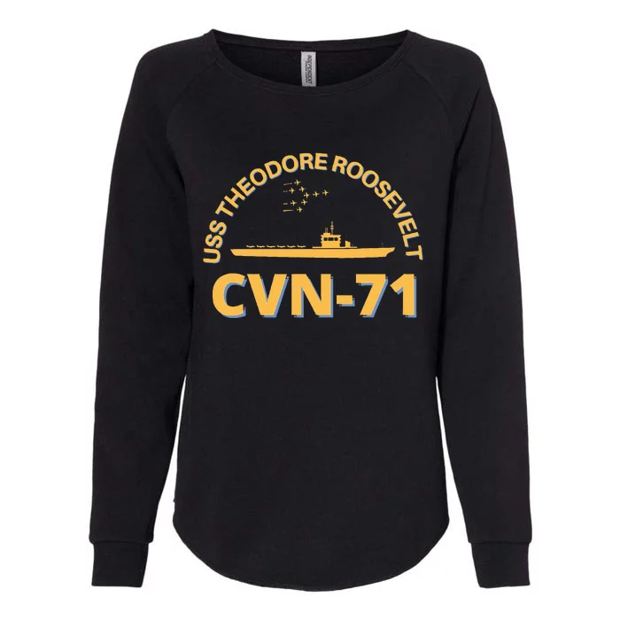 Us Aircraft Carrier Cvn71 Uss Theodore Roosevelt Womens California Wash Sweatshirt