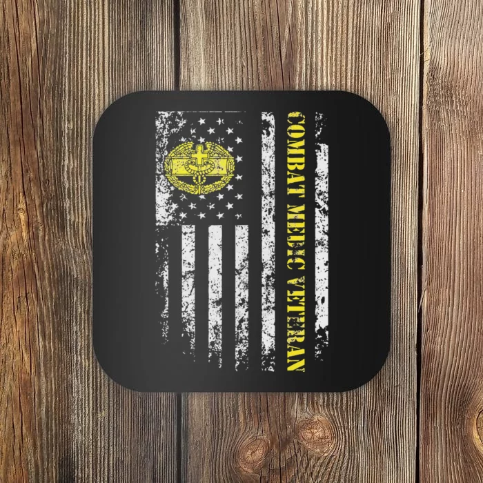 U.S Army Combat Medic Veteran Military American Flag Vintage Coaster