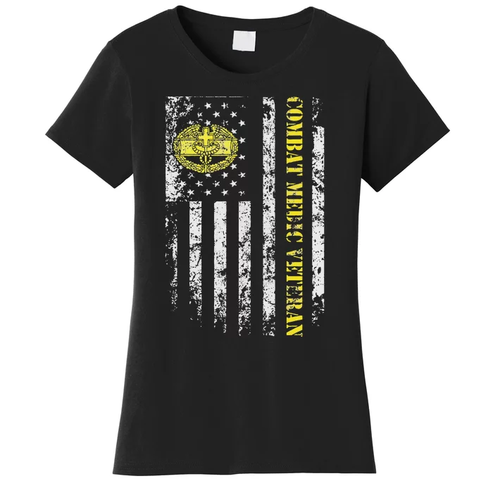 U.S Army Combat Medic Veteran Military American Flag Vintage Women's T-Shirt