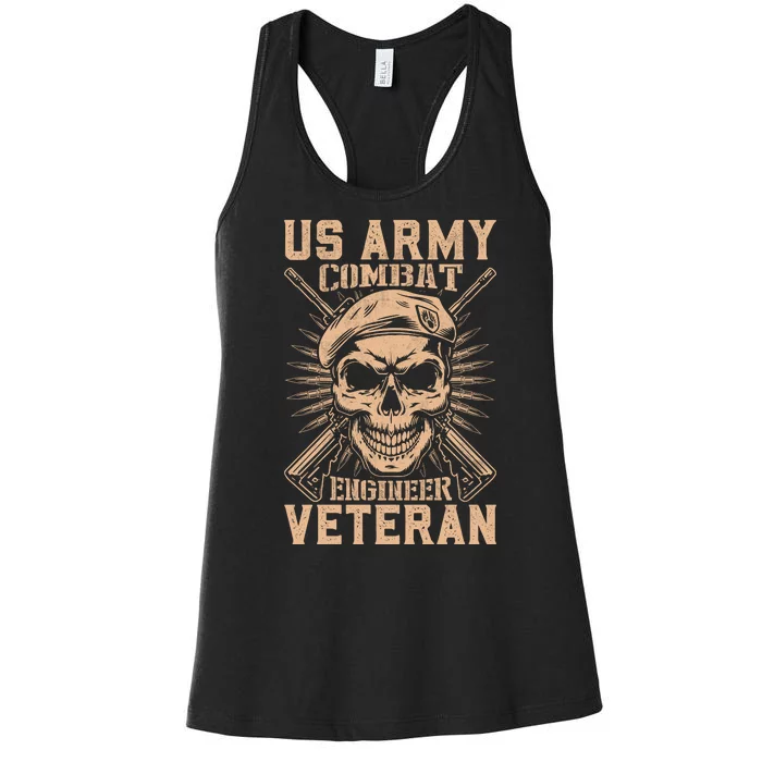 US Army Combat Engineer Veteran Memories Day Women's Racerback Tank