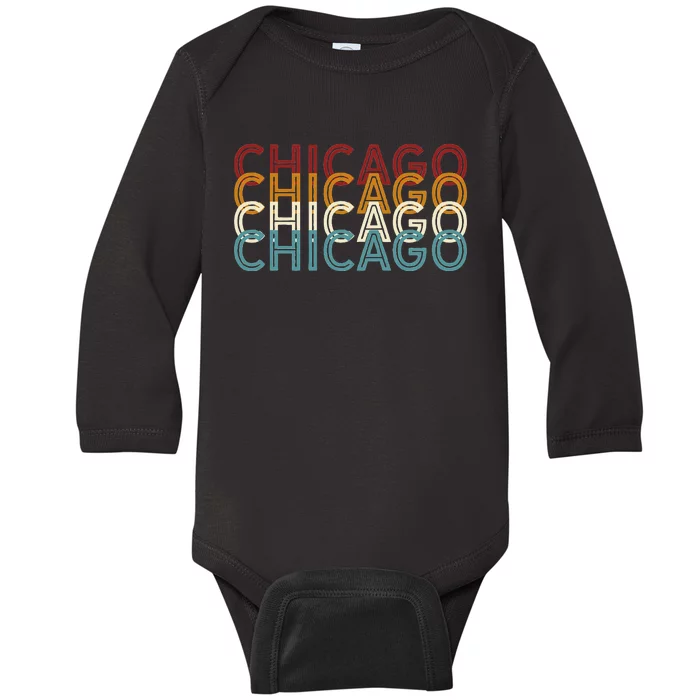 Us American City 70S Retro Usa Vintage Chicago Baby Long Sleeve Bodysuit