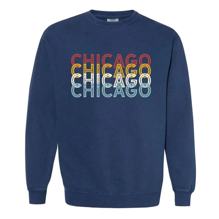 Us American City 70S Retro Usa Vintage Chicago Garment-Dyed Sweatshirt