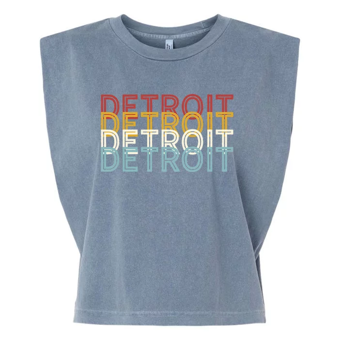 Us American City 70S Retro Usa Vintage Detroit Garment-Dyed Women's Muscle Tee