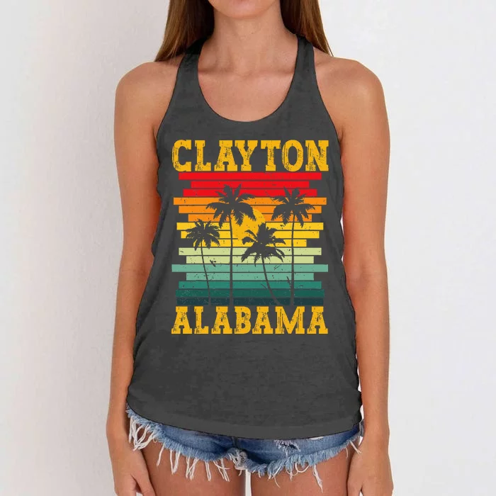 Us American City Retro Vintage Usa Clayton Alabama State Women's Knotted Racerback Tank