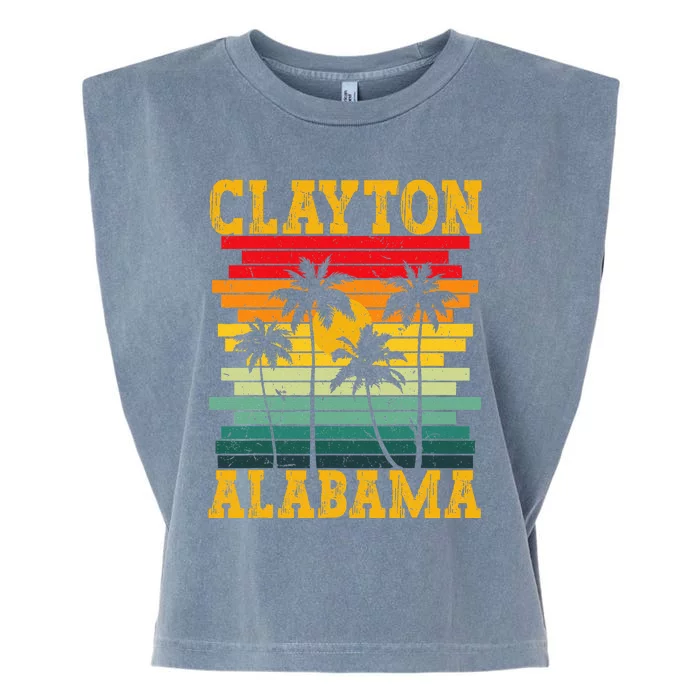 Us American City Retro Vintage Usa Clayton Alabama State Garment-Dyed Women's Muscle Tee