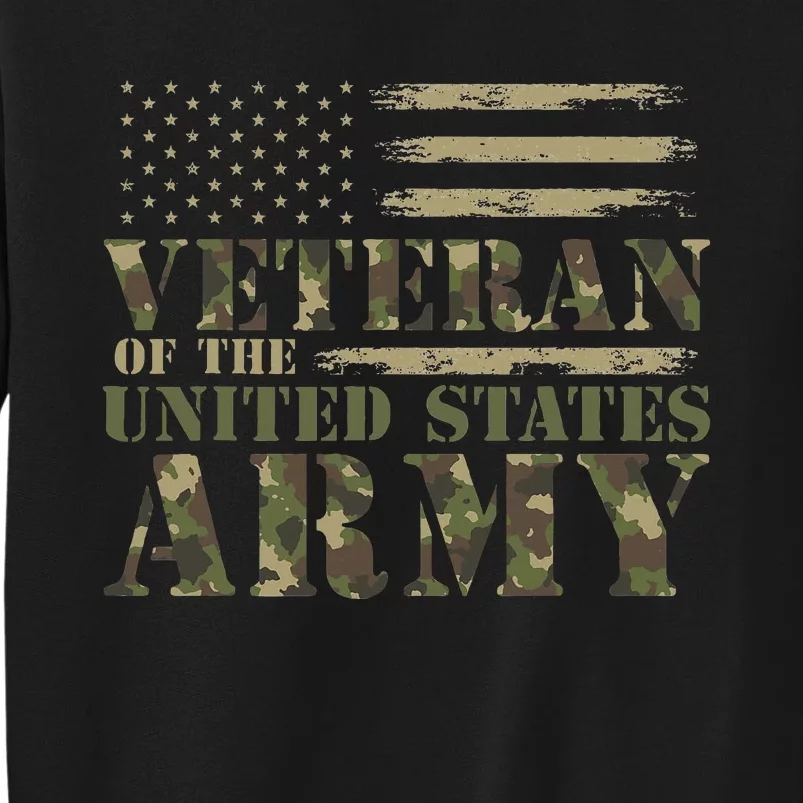 US Army Camouflage Flag Veteran Proud Tall Sweatshirt