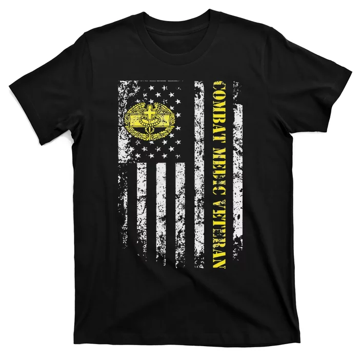 U.S Army Combat Medic Veteran Military American Flag Vintage T-Shirt