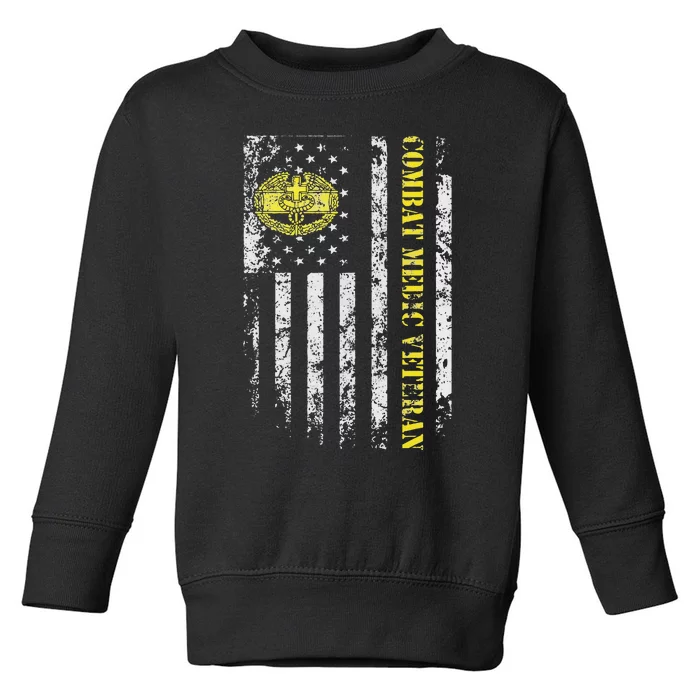 U.S Army Combat Medic Veteran Military American Flag Vintage Toddler Sweatshirt