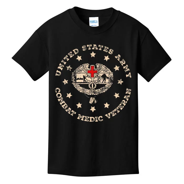 U.S Army Combat Medic Veteran Medical Military Flag Vintage Kids T-Shirt