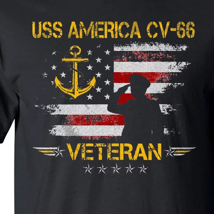 USS America CV 66 Aircraft Carrier Veteran Flag Veterans Day Tall T-Shirt