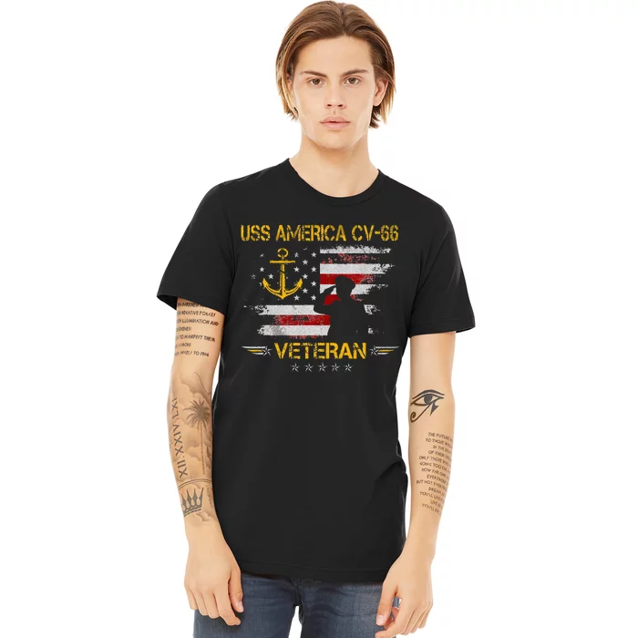 USS America CV 66 Aircraft Carrier Veteran Flag Veterans Day Premium T-Shirt