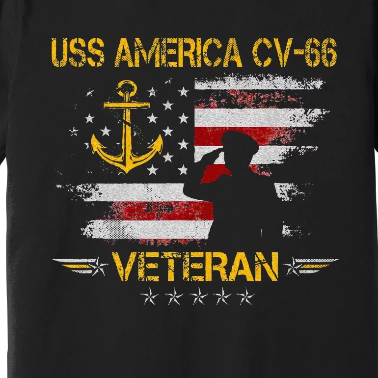 USS America CV 66 Aircraft Carrier Veteran Flag Veterans Day Premium T-Shirt