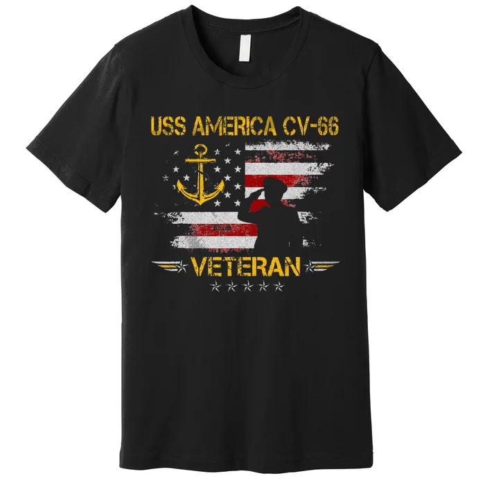 USS America CV 66 Aircraft Carrier Veteran Flag Veterans Day Premium T-Shirt