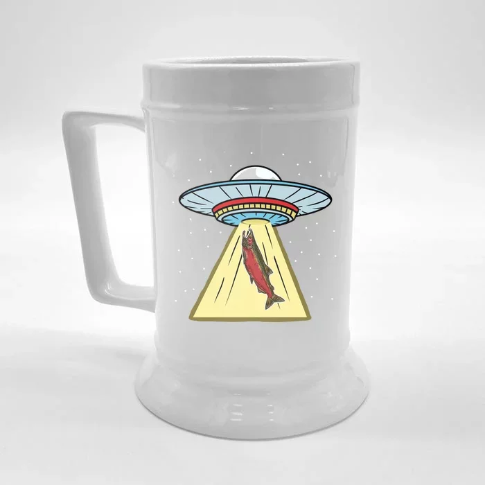 Ufo Abduction Coho Salmon Meaningful Gift Front & Back Beer Stein