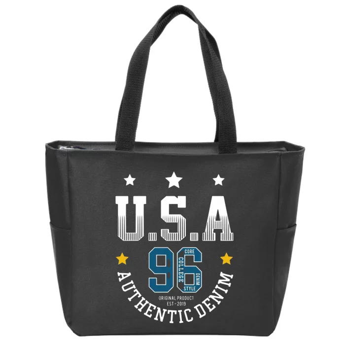 Usa Authantic Denim Zip Tote Bag