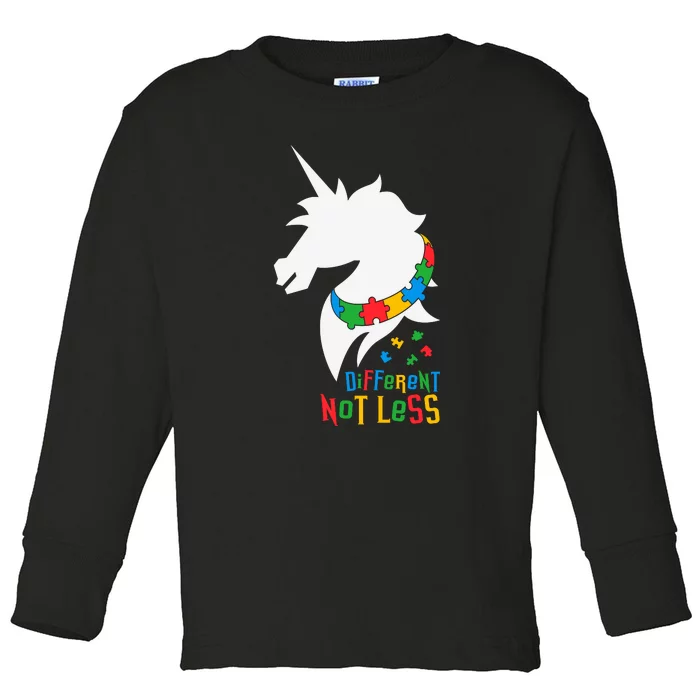 Unicorn Autism Different Not Less Autism Awareness Month Toddler Long Sleeve Shirt