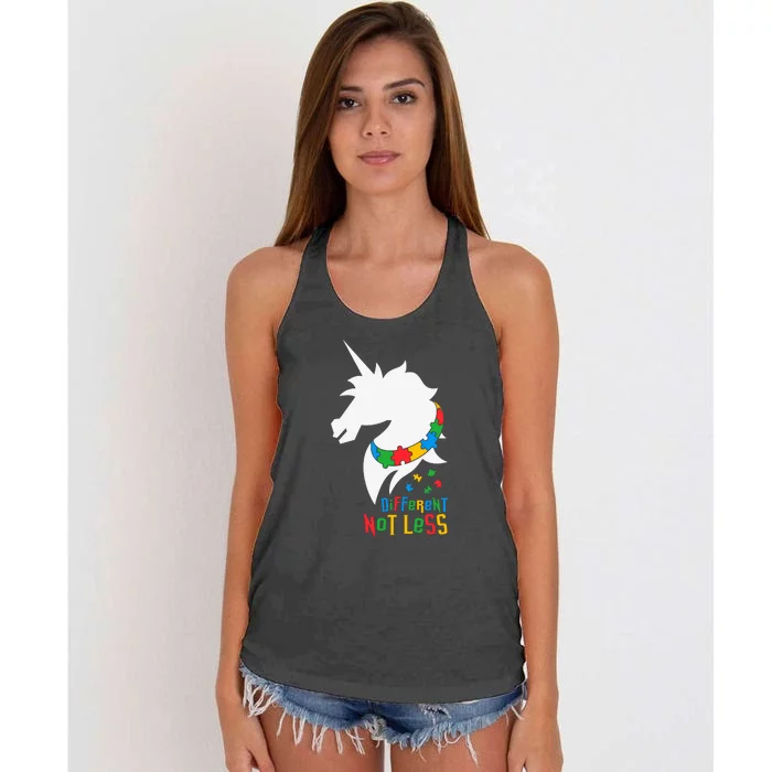 Unicorn Autism Different Not Less Autism Awareness Month Women's Knotted Racerback Tank